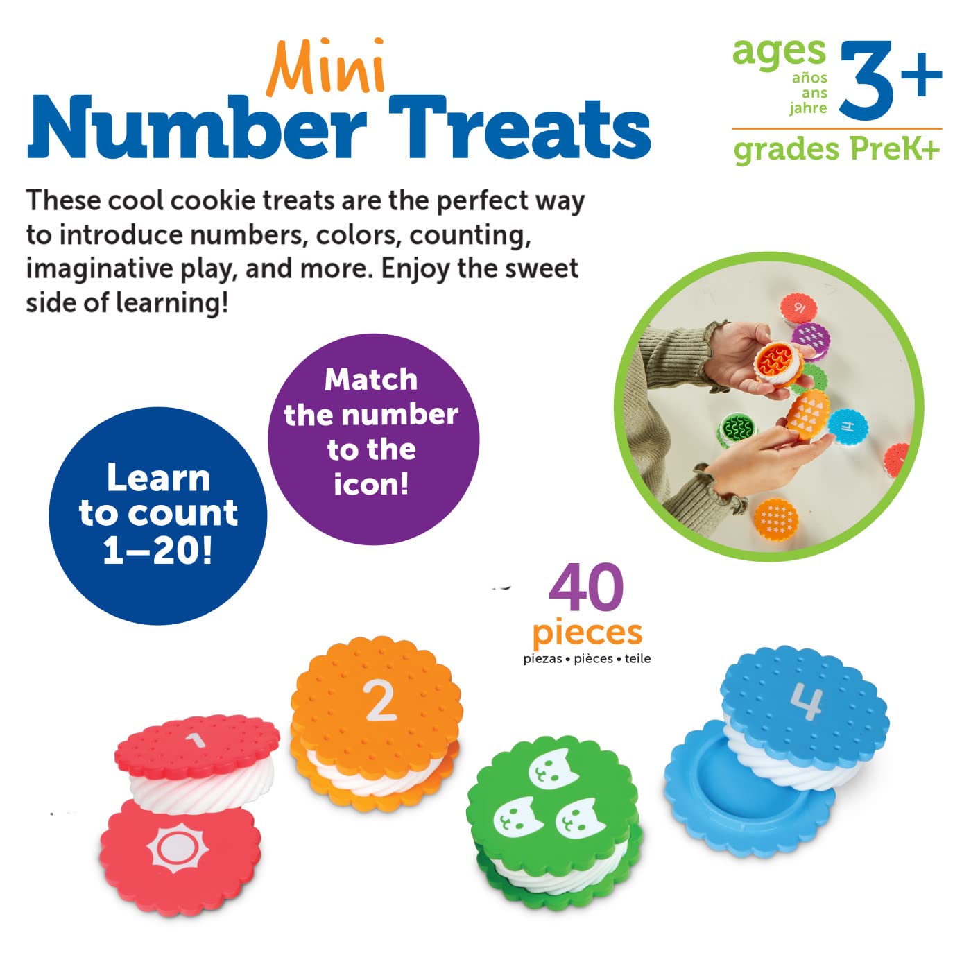 Learning Resources Mini Number Treats - Counting Skills, Cookies Toys, Montessori Fine Motor Skills, Math Manipulatives, Gifts for Boys and Girls