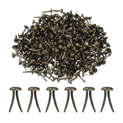 PATIKIL 1000 PCS Paper Brass Fasteners Split Pins Pastel Mini Metal Brads Round Head Plated Fastener for Craft Art Scrapbooking DIY Supplies, Bronze, 8 x 15 mm