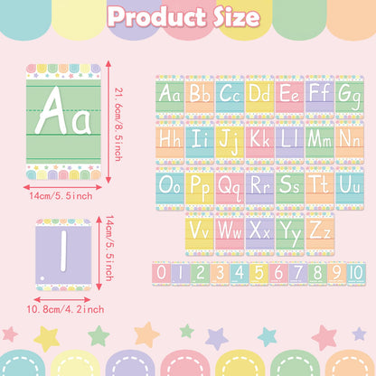 Adduster Bulletin Board Letters - ABC Alphabet Poster Classroom Decorating Set Toddler English Poster Kindergarten Elementary Classroom Nursery Home Wall Decoration（Soft Tones）