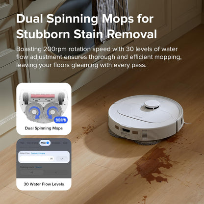 roborock Qrevo Series Robot Vacuum and Mop, 8000Pa Suction, Upgraded from Qrevo S, Anti-Tangle Brushes, Smart Obstacle Avoidance, Auto Mop Washing, All-in-One Dock, 200RPM Spinning Mops, Black(QV 35A)