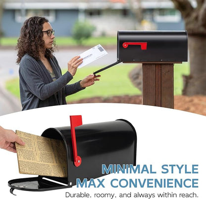 BlissBoard Black Metal Mailbox, Galvanized Steel Outside Mailboxes, Standard Medium Capacity, 20 x 8.7 x 6.7 Inches