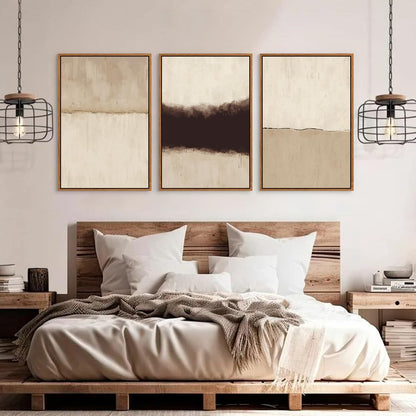 CHDITB Large Abstract Framed Canvas Wall Art Set, Modern Neutral Wall Decor, Minimalist Textured Wall Painting, Beige Blown Art Print for Living Room, Bedroom, Dining Room, Office, Bathroom -16"x24"x3