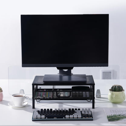 Mknana Metal Computer Stand for Desk,Monitor Riser with Drawer ,Desktop Stand for Laptop,Printer and Monitor,Black
