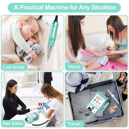 Professional Nail Drill Machine 30000 RPM Efile Electric Nail Filer Kit for Finger Toe Nails, Acrylic Gel Nails, Manicure Pedicure Drill with 6Pcs Nail Bits, 106Pcs Sanding Bands - Pink