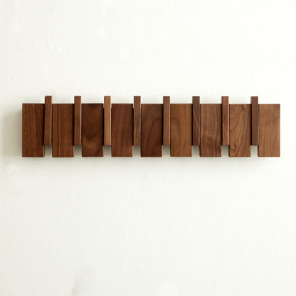 QUELLANCE Wood Coat Rack Wall Mount, Coat Hooks Hanger Wall Mounted, Heavy Duty Wall Coat Rack with 8 Hooks for Hanging Coats/Keys/Hats/Robe&Towels/Plants/Bags, Walnut