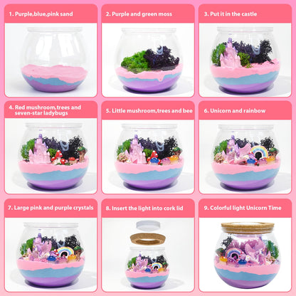 lonfypeng Unicorn Terrarium Crafts Kit for Kids-LED Night Light Up & Remote Unicorn Birthday Gifts Toys for Girls Ages5 6 7 8 9 10 Year Old-Christmas Gifts for Girls