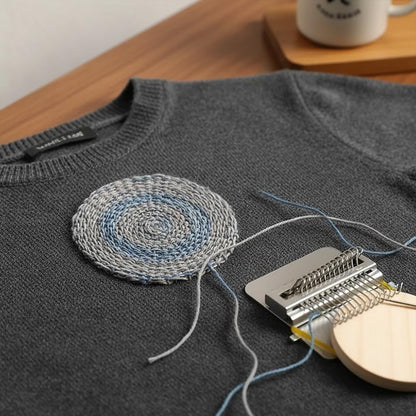 Knit Patch Loom Kit Patchmaker 2.0，Portable Mini Darning Loom Weave Tool Knit Patch Loom Kit Patchwork Weaving Tool Set for Quickly Sewing Repair on Socks Clothes Jeans (014)