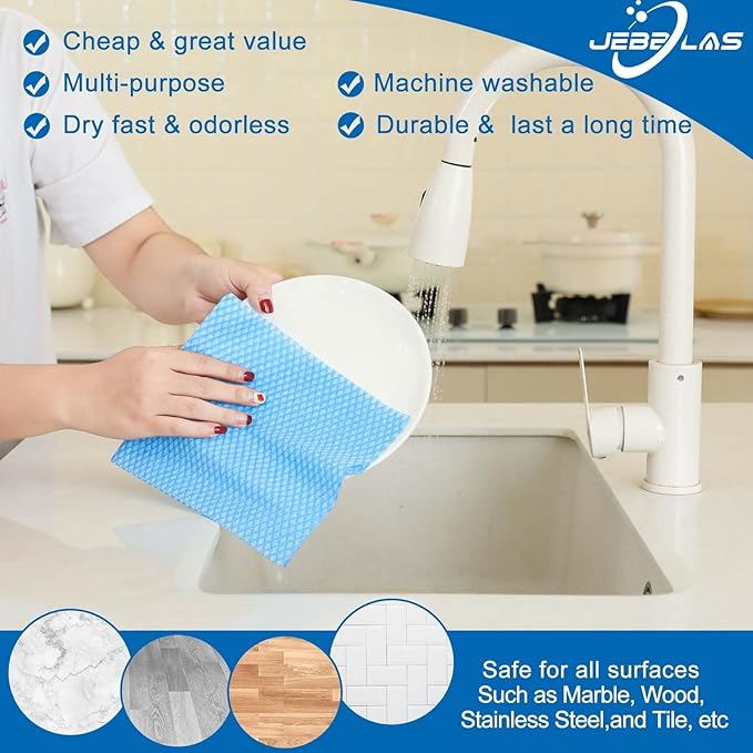 JEBBLAS Disposable Dish Towels and Cloths, Reusable Wipes