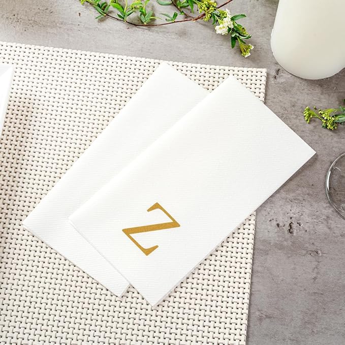 Luxenap 15.8 X 7.9 Inch Linen-Feel Guest Towels, 50 Lettered Hand Towels