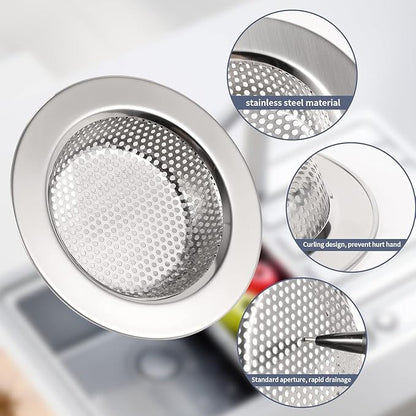 RQYEKDO Polished Kitchen Sink Strainers Sink Stopper Kits, Stainless Steel Sink