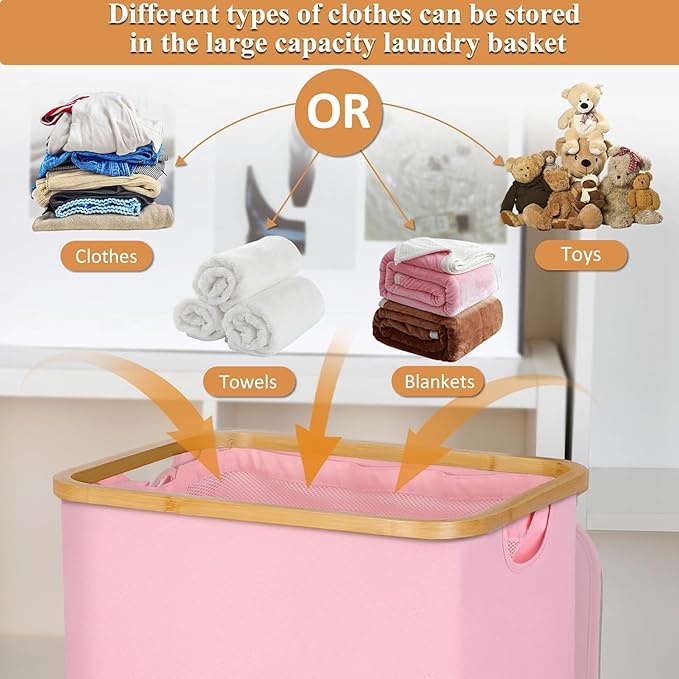 Laundry Basket with Wheels, 110L Clothes Hamper