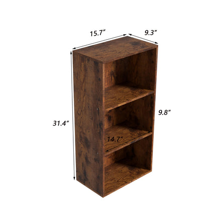 NewBeth Wooden 3 Cube Storage Organizer, 3 Tier Low Bookcase Freestanding Storage Display Organizer,Versatile Cubes Shelf and Cubby Unit for Any Space