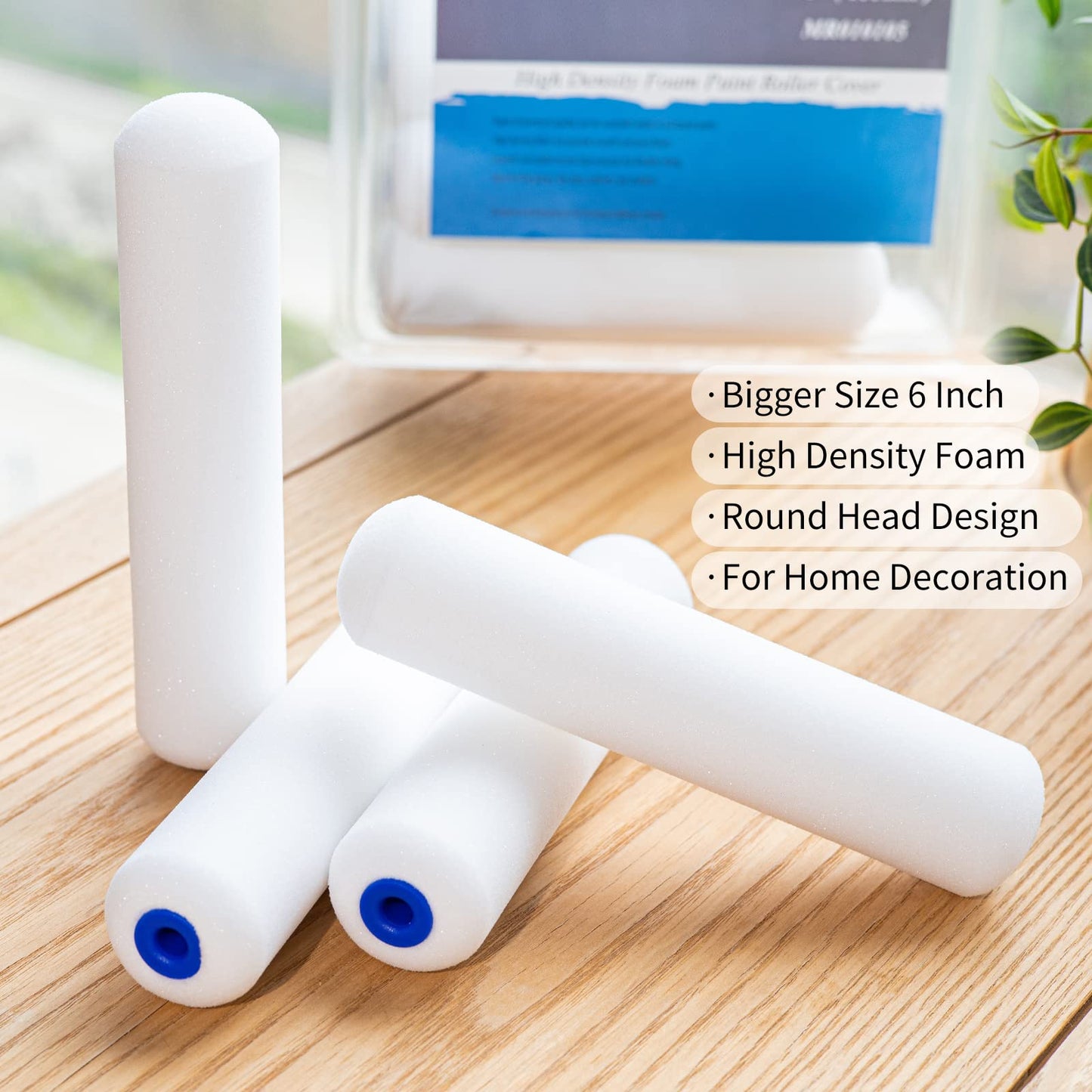 Mister Rui Foam Paint Roller, 4 inch Paint Roller 8 Pack, Small Paint Roller, High Density Foam Paint Roller Tray and Liner Set, Sponge Rollers for Painting and Staining