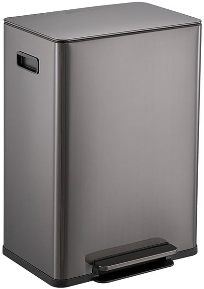 SIMPLI-Magic Infinity Edge 16 Gallon (60L) Kitchen Trash Can - Hands-Free Step Pedal, Soft-Close Lid, Stainless Steel Garbage Can with Removable Inner Bucket, Fingerprint-Resistant Finish