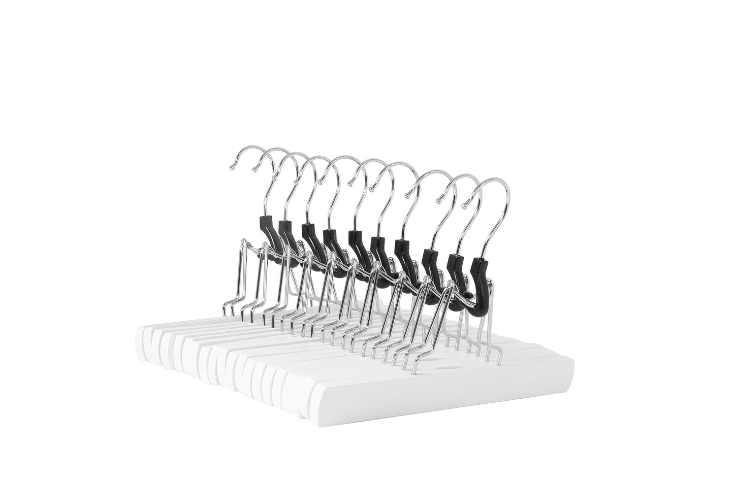 Amazon Basics Wooden Pants Hangers Closet Organizer, White, 10-Pack