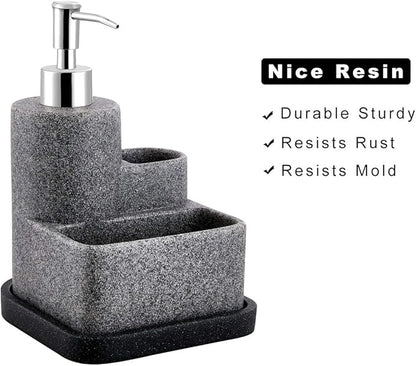 ZCCZ Black Soap Dispenser with Sponge Holder, Kitchen Soap Dispenser Pump