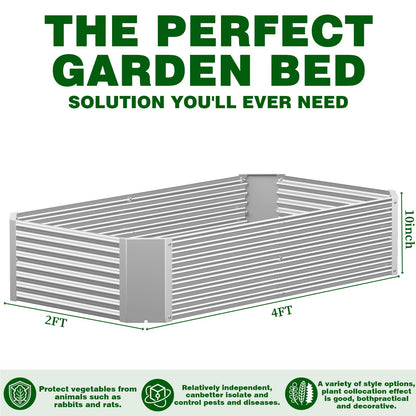 Annzoe 3 Pcs 4 x 2 FT Galvanized Steel Raised Garden Bed for Outdoor Gardening, Durable Metal Planter Box for Vegetables, Herbs, and Flowers, Easy Assembly & Rust Resistant