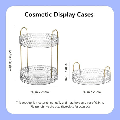 360° Rotating Makeup Organizer, 2-Tier Large Capacity Cosmetic Storage Rack for Bathroom Countertop & Vanity, Clear Acrylic Holder for Skincare, Perfume & Beauty Essentials