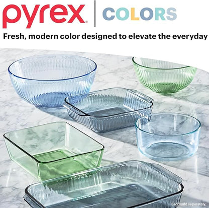 Pyrex Colors Tinted Small/Medium/Large Food Storage Container Set, Snug Fit