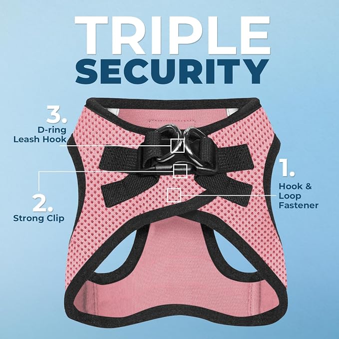 Best Pet Supplies Voyager Step-in Air All Weather Mesh Harness and Reflective Dog 5ft Leash Combo with Neoprene Handle, for Small, Medium and Large Breed Puppies - Pink Base, X-Large