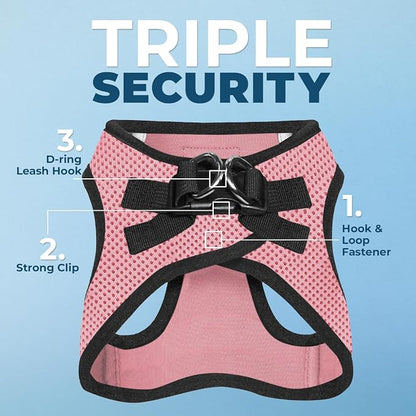 Best Pet Supplies Voyager Step-in Air All Weather Mesh Harness and Reflective Dog 5ft Leash Combo with Neoprene Handle, for Small, Medium and Large Breed Puppies - Set (Pink Base), X-Small