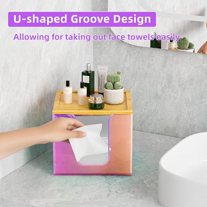 VITVITI Disposable Face Towel Holder Box, Acrylic Facial Towel Container
