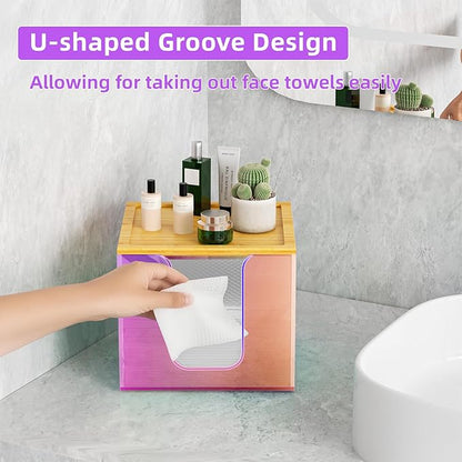 VITVITI Disposable Face Towel Holder Box, Acrylic Facial Towel Container