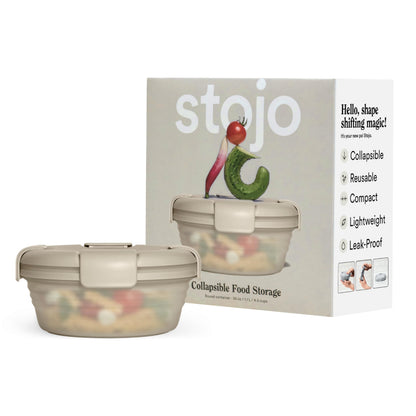 STOJO Collapsible Bowl - Translucent Denim Blue, 36oz - Reusable Silicone Bowl for Hot and Cold Food - Perfect for Travel, Meal Prep, To-Go Lunch, Camping & Hiking - Microwave & Dishwasher Safe