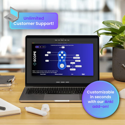Scope Remote- Remote for Anki. Customizable with Anki Add-on, Compatible with Windows, Mac, iOS, iPad, and Android. Quizlet Compatible, Anki Controller. Midnight Black, Plus (16-18 Hours Battery)