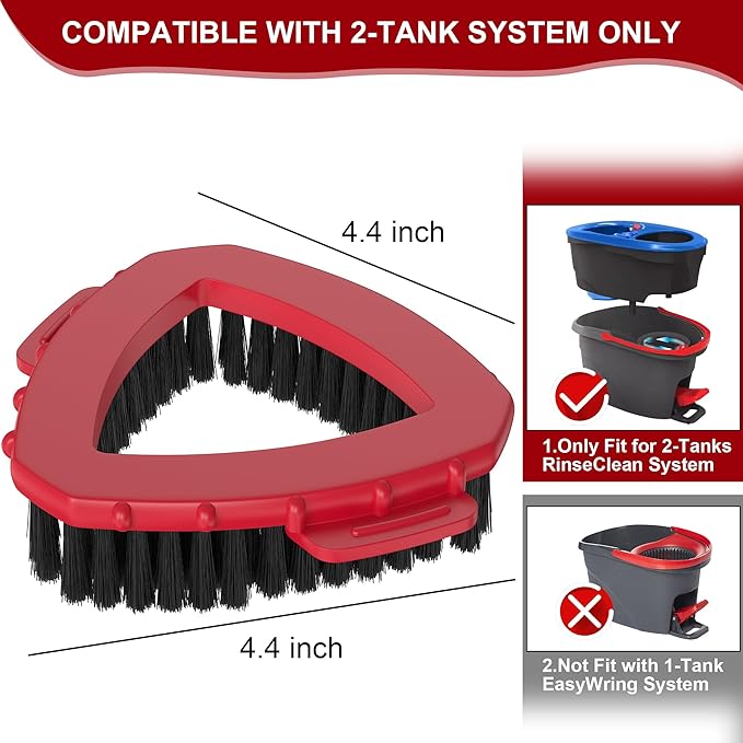 Replacement Scrub Brush for O-Cedar 2-Tank System, 4.4" Triangular Spin Mop