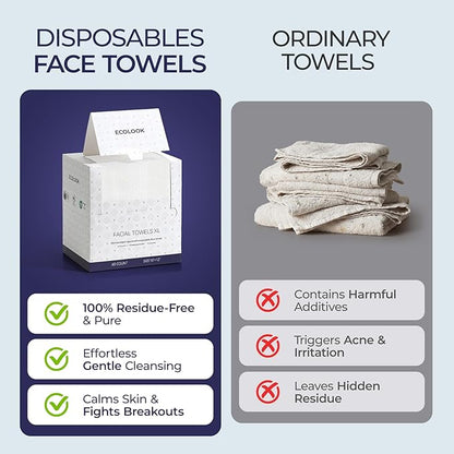 ECOLOOK Disposable Face Towel XL-60 Count Upgraded Thick Facial Towels