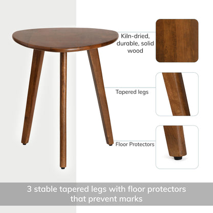 MH London Tri Pin Side Table I Handmade Natural Mango Wood, Naturally Moisture Resistant, Maintenance Free I 16" x 16" x 18" I Wandsworth, Walnut