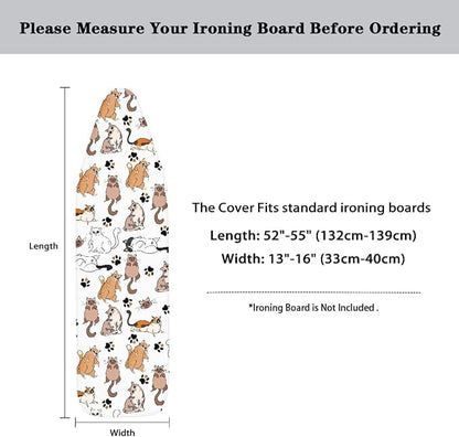 Sprowallow Cat Paw Print Ironing Board Cover and Pad Standard Size 15x54 inch