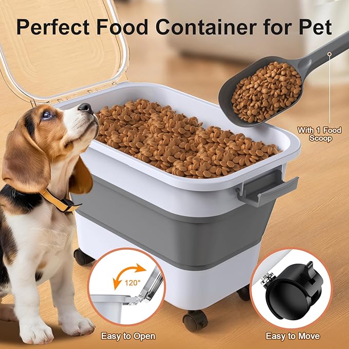 Dog Food Storage Container, 15-23 Lbs Collapsible Dog Food Container