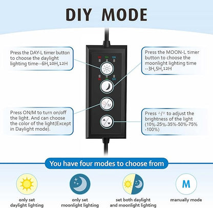 hygger Clip On Full Spectrum Aquarium LED Light, 26W Day-Night Dual Timer Sunrise-Day-Sunset-Moon Fish Tank Light, Adjustable Timer Brightness with 9 Colors for Planted Tank