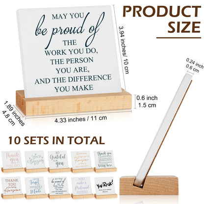 Roowest Motivational Desk Decor Table Signs Gift for Women Positive Wooden Signs Desk Plaque Back to School Gifts for Teacher Nurse Coworker Employee Office Home(Inspirational)