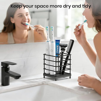 BOTEMY Toothbrush Holders with Quick Drying Mat—Black Toothbrush and Toothpaste