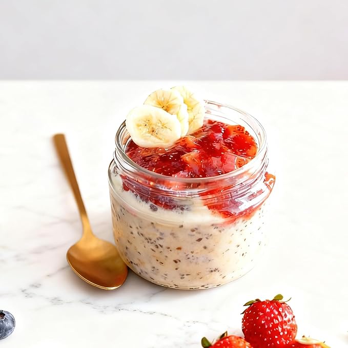 Overnight Oats Containers with Lids, 10oz Wide Mouth Mason Jars with Lids, 6 Pack Glass Jars with Airtight lid for Chia Pudding Yogurt Salad, Meal Prer Oatmeal Jars