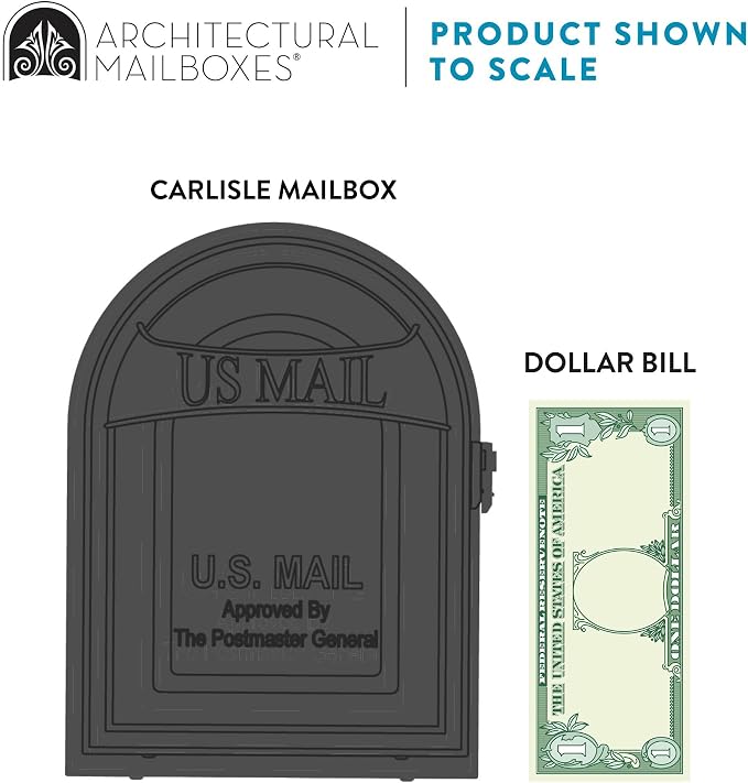 Architectural Mailboxes 8760B-10 Carlisle Postmount Mailbox, Medium, Black