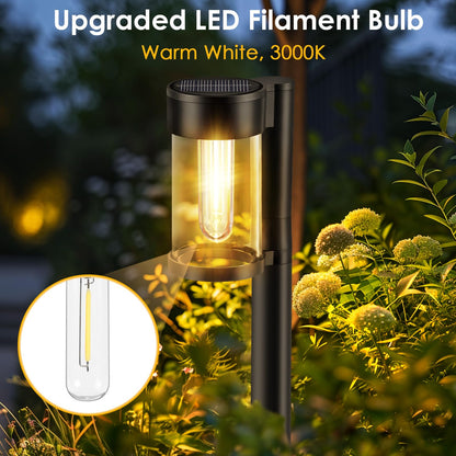 Solar Pathway Lights Outdoor, 10 Pack Metal & Glass Solar Lights Outdoor Waterproof Landscape Path Lights for Outside Yard Lawn Walkway Driveway Garden Decor