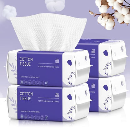 Disposable Face Towel 400 Count, Face Towels, Soft Cotton Dry Wipes Facial