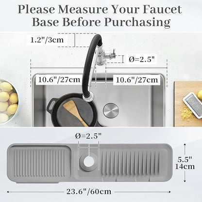 PoYang 24 Inch Faucet Mat for Kitchen Sink Splash Guard Behind Faucet, Sink