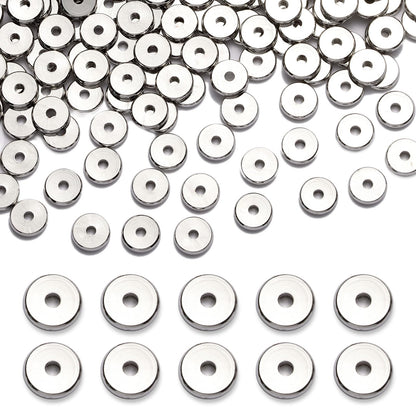 TMMATE 200pcs Silver Plated Brass Flat Disc Spacer Beads for DIY Bracelet, Necklace Jewelry Making (Silver-3mm)