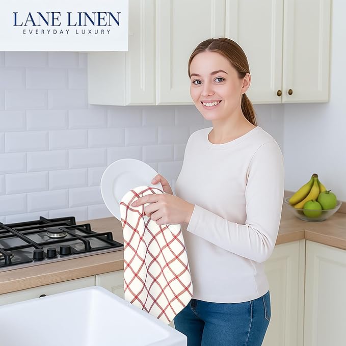 LANE LINEN 100% Cotton Kitchen Towels Set, Quick-Drying Dish Towels, Tea Towels