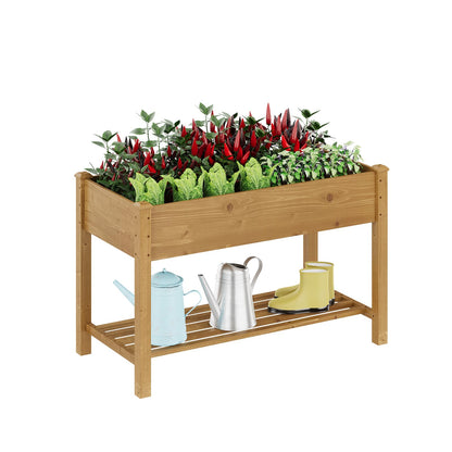 48x24x30.7in Wood Raised Garden Bed with Legs Elevated Planter Box Gardening Outdoor Planter Box Patio Kit Planting Bed for Vegetables Flowers Herbs Outdoor for Patio Balcony Backyard (Brown, Medium)