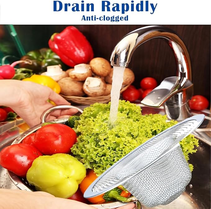 6 pcs Heavy Duty Stainless Steel Slop Basket Filter Trap, 2.75" Top / 1" Mesh