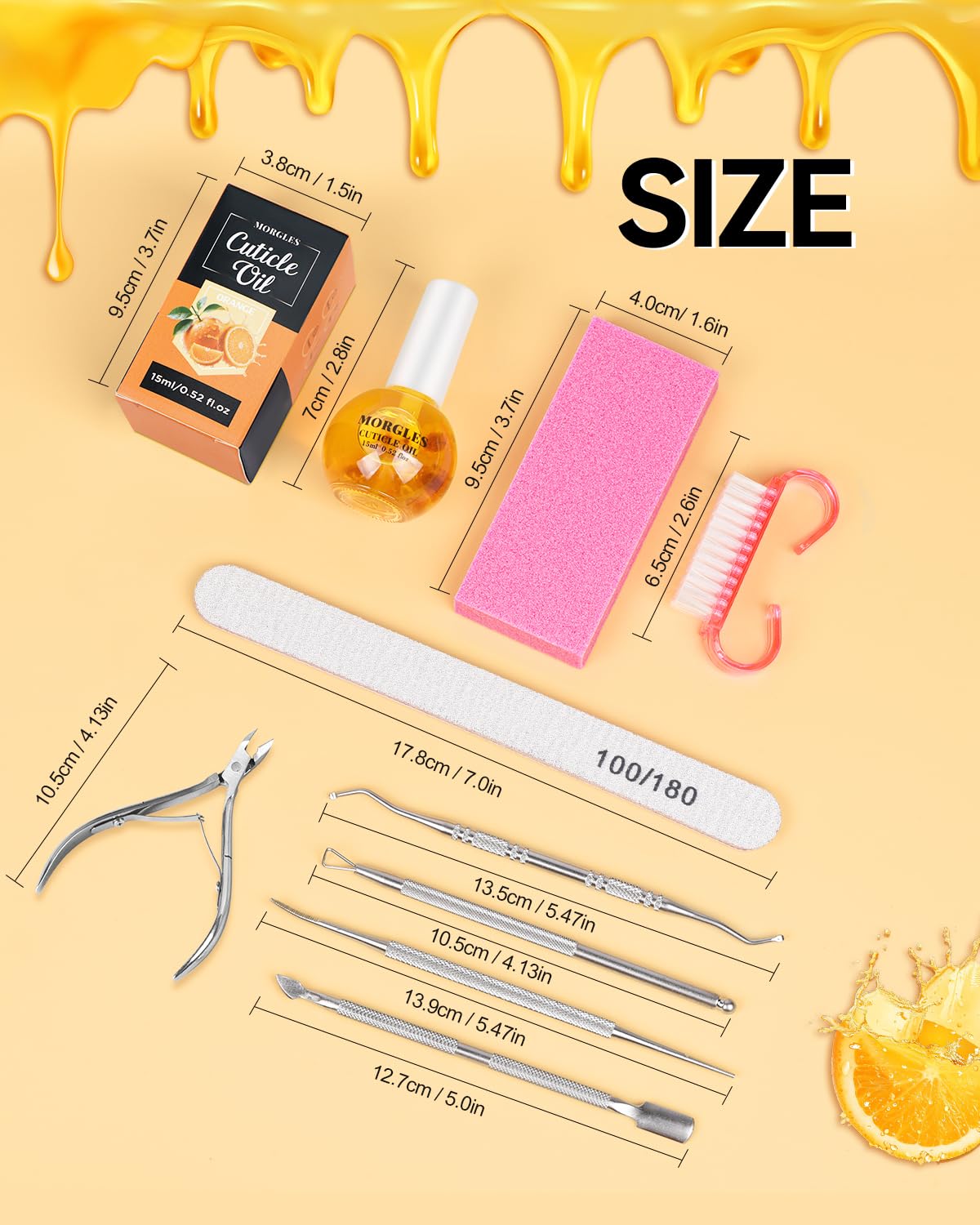 MORGLES Nail File and Buffer Blocks with Nail Care Kit, 13 Pcs Manicure Kit for Women with Milk and Honey Cuticle Oil and Cuticle Trimmer Set