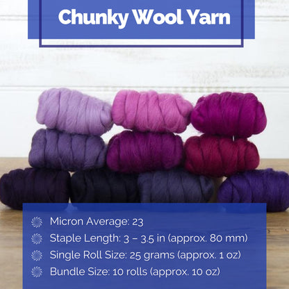 Revolution Fibers | Mixed Merino Wool Variety Pack | Perfect Wool Roving for Spinning, Needle Felting, Wet Felting, Weaving and Crafting (Very Berry (Purples), 250 Grams)