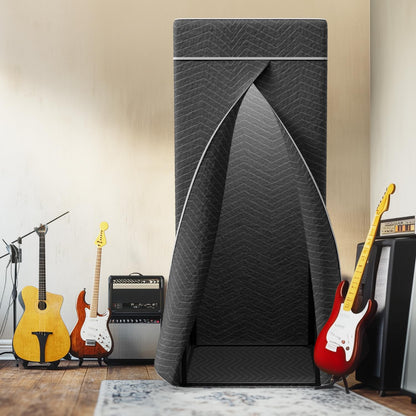 Portable Recording Booth for Home Studio, Foldable Sound Isolation Vocal Shield with Floor Stand, High-Density Acoustic Blanket Enclosure for Singing, Voiceover & Podcast, Includes Phone Holder