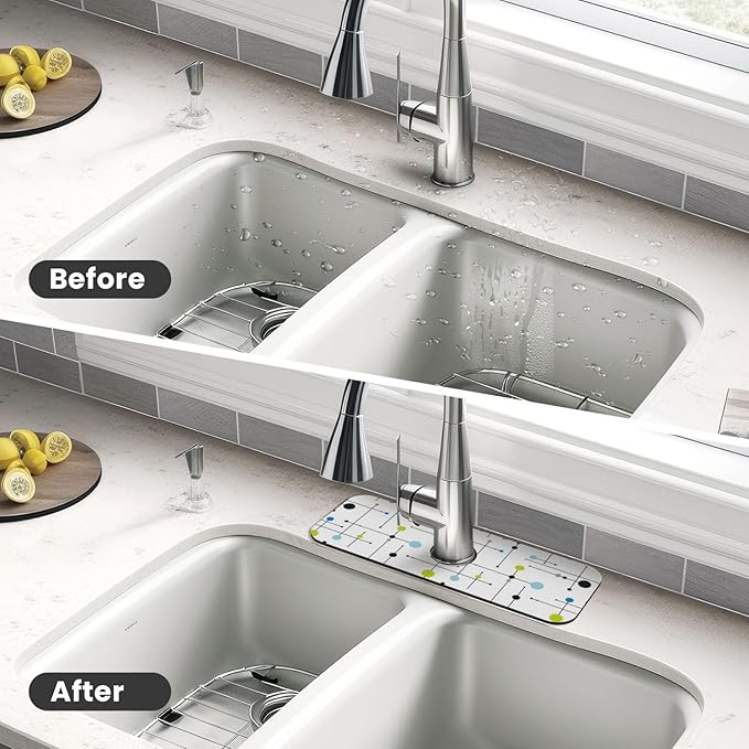 Atomic Mid Century Geometry Rustic Modern Black Kitchen Sink Splash Guard